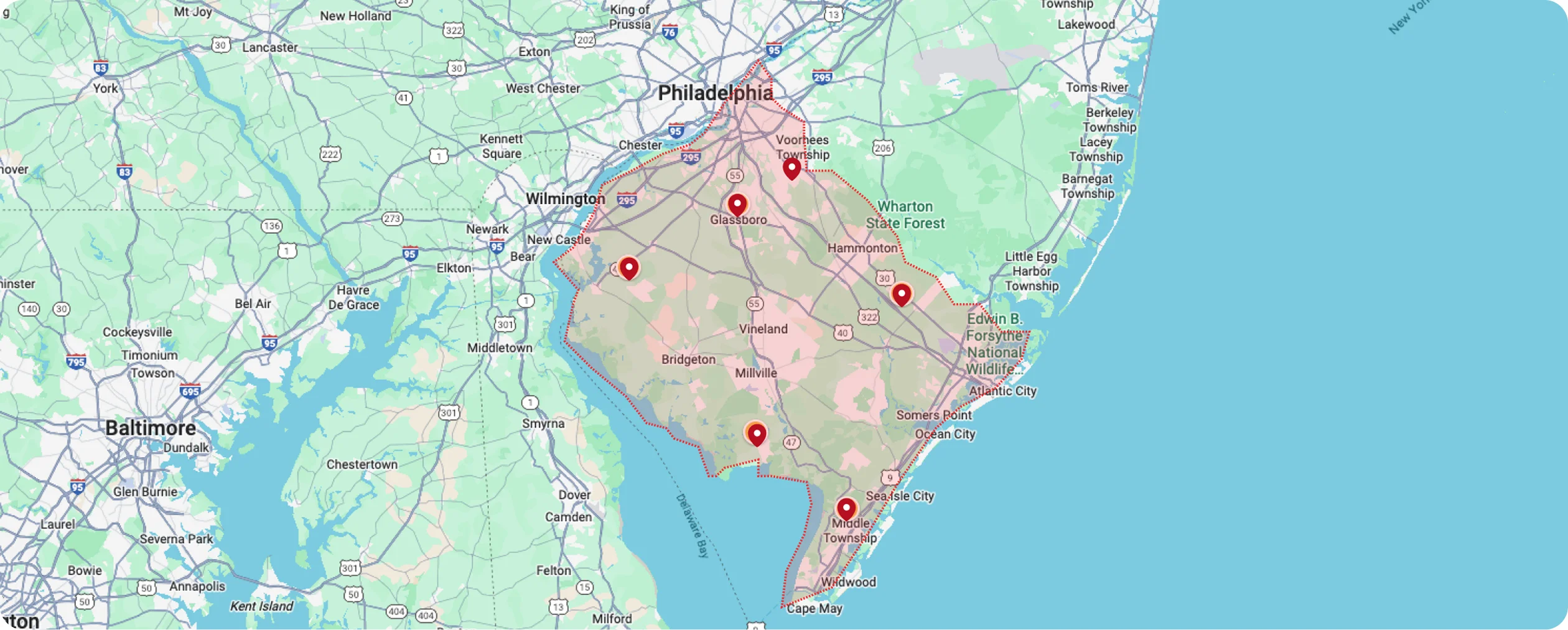 DJs junk removal service area map updated